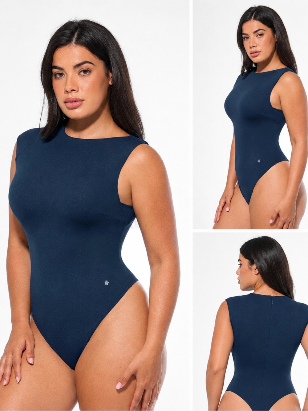 NWOT Popilush ContourFlex All-in-One Fitted Bodysuit Navy Blue Size XL -L
